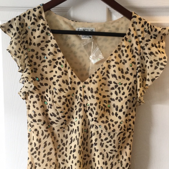 NWT Tracy M silk cheetah print midi dress (size 6) - Picture 1 of 5